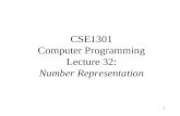 CSE1301 Computer Programming Lecture 32: Number Representation