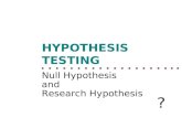 HYPOTHESIS TESTING Null Hypothesis and Research Hypothesis ?