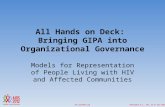 Washington D.C., USA, 22-27 July 2012 All Hands on Deck: Bringing GIPA into Organizational Governance Models for Representation of People.