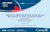 Abductive Workflow Mining Using Binary Resolution on Task Successor Rules Scott Buffett National Research Council Canada University of New Brunswick RuleML.
