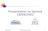 18/09/2002Presentation to Spirent1 Presentation to Spirent 18/09/2002.