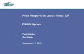 Price Responsive Load / Retail DR DSWG Update Paul Wattles Carl Raish September 17, 2015.