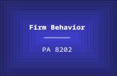 Firm Behavior ______ PA 8202. Overview Previous work –Generalized theories Applicability to land use- transportation issues at metropolitan scale Ten.