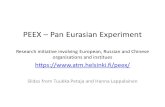 PEEX – Pan Eurasian Experiment Research initiative involving European, Russian and Chinese organisations and institues