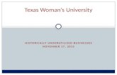 HISTORICALLY UNDERUTILIZED BUSINESSES NOVEMBER 17, 2015 Texas Woman’s University.