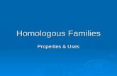 Homologous Families Properties & Uses. Properties of Alkanes  Change systematically with number of C’s  As the number of C’s increases, the boiling.