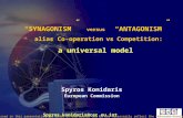 “ANTAGONISM”“SYNAGONISM” versus alias Co-operation vs Competition: a universal model Spyros Konidaris European Commission "The views expressed in this.
