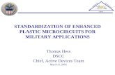 Performance Transformation Culture STANDARDIZATION OF ENHANCED PLASTIC MICROCIRCUITS FOR MILITARY APPLICATIONS Thomas Hess DSCC Chief, Active Devices Team.