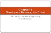CSCI 3428: Software Engineering Tami Meredith Chapter 3 Planning and Managing the Project.