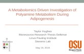 A Metabolomics Driven Investigation of Polyamine Metabolism During Adipogenesis Taylor Hughes Bioresource Research Thesis Defense Linus Pauling Institute.