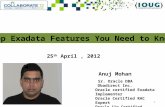 Top Exadata Features You Need to Know 25 th April, 2012 Anuj Mohan Sr. Oracle DBA Dbadirect Inc. Oracle certified Exadata Implementer Oracle Certified.