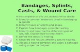 Bandages, Splints, Casts, & Wound Care At the completion of this unit, students will be able to: A.Identify common materials used in bandaging & splints.