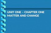 UNIT ONE – CHAPTER ONE MATTER AND CHANGE. CHEMISTRY Chemistry The study of the composition of substances and the changes they undergo. 5 major divisions.