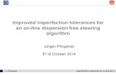 J. Pfingstner Imperfections tolerances for on-line DFS Improved imperfection tolerances for an on-line dispersion free steering algorithm Jürgen Pfingstner.
