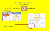 Shapes, Callouts, and Arrows 3 rd, 4 th Grade To Start – click on PowerPoint Click on And then.