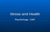 Stress and Health Psychology 1107. Introduction Our behaviour has serious health effects Our behaviour has serious health effects SmokingSmoking DrugsDrugs.