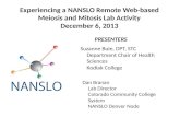 Experiencing a NANSLO Remote Web-based Meiosis and Mitosis Lab Activity December 6, 2013 Dan Branan Lab Director Colorado Community College System NANSLO.