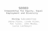 SEEED Stewardship for Equity, Equal Employment and Diversity Hiring Subcommittee (Nina Floro, Linda Allen, Pat Tyler, John Mosby, Lucia Lachmayr)