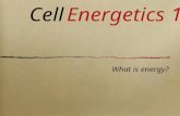 What is energy? CellEnergetics 1. Energy Energy is the ability to do work. Energy is a phenomenon, not a material. Two broad categories of energy: Potential.