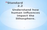Understand how human influences impact the lithosphere.