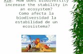 Aim: How does biodiversity increase the stability in an ecosystem? Como afecta la biodiversidad la estabilidad de un ecosistema?
