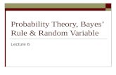 Probability Theory, Bayes’ Rule & Random Variable Lecture 6.