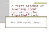 A first attempt at learning about optimizing the TigerSHARC code TigerSHARC assembly syntax.