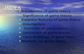 INDEX Introduction of game theory Introduction of game theory Significance of game theory Significance of game theory Essential features of game theory