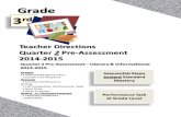 1 Teacher Directions Quarter 2 Pre-Assessment 2014-2015Grade Quarter 2 Pre-Assessment – Literary & Informational 2014-2015 Reading 12 Selected-Response.