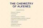 THE CHEMISTRY OF ALKENES CONTENTS Structure of alkenes Nomenclature Isomerism Physical properties of alkenes Electrophilic addition reactions of alkenes.