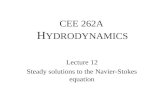 CEE 262A H YDRODYNAMICS Lecture 12 Steady solutions to the Navier-Stokes equation.