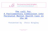The call for A Parliamentary Commission into Perinatal Mental Health Care in the UK Presented by Chris Bingley Charity Registration Number: 1141638.