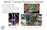 1 MICE Tracker Readout Update Introduction/Overview TriP-t hardware tests AFE IIt firmware development VLSB firmware development Hardware progress Summary.