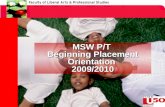 MSW P/T Beginning Placement Orientation 2009/2010.