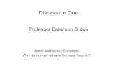 Discussion One Professor Estenson Slides Basic Motivation Concepts Why do human behave the way they do?