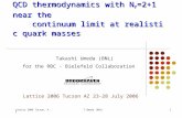 Lattice 2006 Tucson, AZT.Umeda (BNL)1 QCD thermodynamics with N f =2+1 near the continuum limit at realistic quark masses Takashi Umeda (BNL) for the RBC.