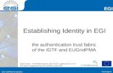 Www.egi.eu EGI-InSPIRE RI-261323 EGI  EGI-InSPIRE RI-261323 Establishing Identity in EGI the authentication trust fabric of the IGTF and EUGridPMA.