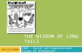 I203 – Social and Organizational Issues of Information THE WISDOM OF LONG TAILS 04/23/2008.