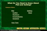 Plot Conflict Flashback Foreshadowing Suspense Your Turn What Do You Need to Know About Plot and Setting? Feature Menu Setting Mood.