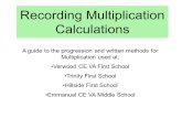 Recording Multiplication Calculations A guide to the progression and written methods for Multiplication used at: Verwood CE VA First School Trinity First.