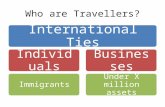 Who are Travellers? International Ties Individuals Immigrants Businesses Under X million assets.