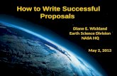 Diane E. Wickland Earth Science Division NASA HQ How to Write Successful Proposals May 2, 2013.