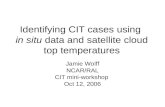 Identifying CIT cases using in situ data and satellite cloud top temperatures Jamie Wolff NCAR/RAL CIT mini-workshop Oct 12, 2006.
