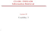 1 CS 430 / INFO 430 Information Retrieval Lecture 25 Usability 3.