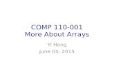 COMP 110-001 More About Arrays Yi Hong June 05, 2015.