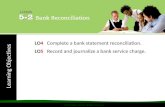 Learning Objectives  2014 Cengage Learning. All Rights Reserved. LO4 Complete a bank statement reconciliation. LO5 Record and journalize a bank service.