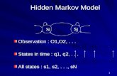 1 Hidden Markov Model Observation : O1,O2,... States in time : q1, q2,... All states : s1, s2,..., sN Si Sj.