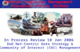 1 In Process Review 18 Jan 2006 DoD Net-Centric Data Strategy  Community of Interest (COI) Management Defense Logistics Management Standards Office (DLMSO)