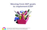 Moving from IEP goals to implement EBP. Step 1: Goal Writing Always write goals and objectives that are Functional Measurable Have your data collection.
