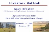 1 Livestock Outlook Gary Brester MSU Department of Agricultural Economics and Economics Agriculture Outlook 2008: Farm Bill, Wind Energy  Climate Change.